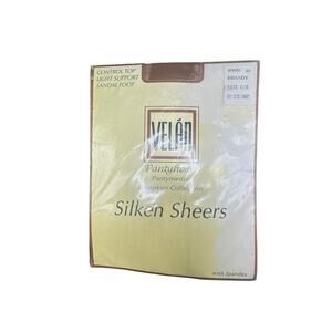 Velan Silken Sheers Control Top Light Support Brandy Size C/D Pantyhose